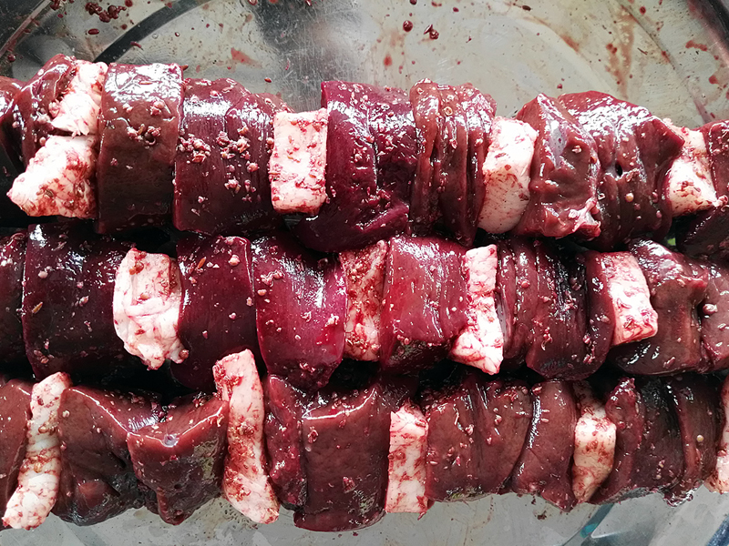 Маринованная печень с курдюком