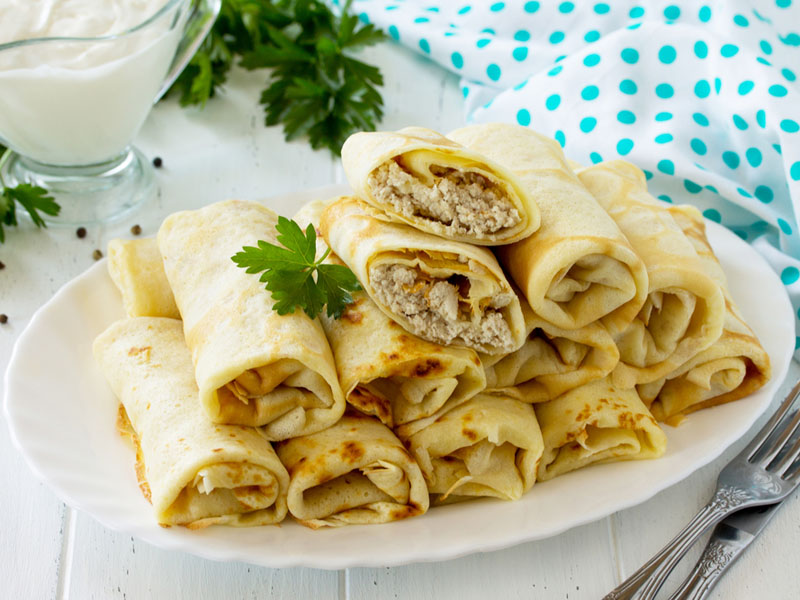 Блинчики с мясом курицы