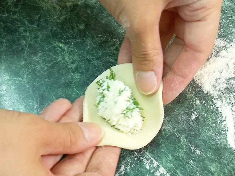 Вареники из творога с укропом